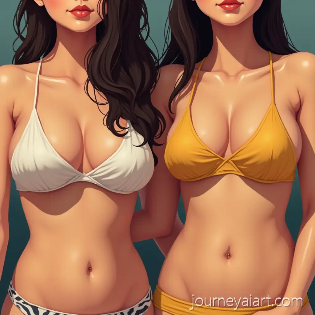 Two-Young-Asian-Women-with-SunKissed-Skin-in-Casual-Summer-Pose