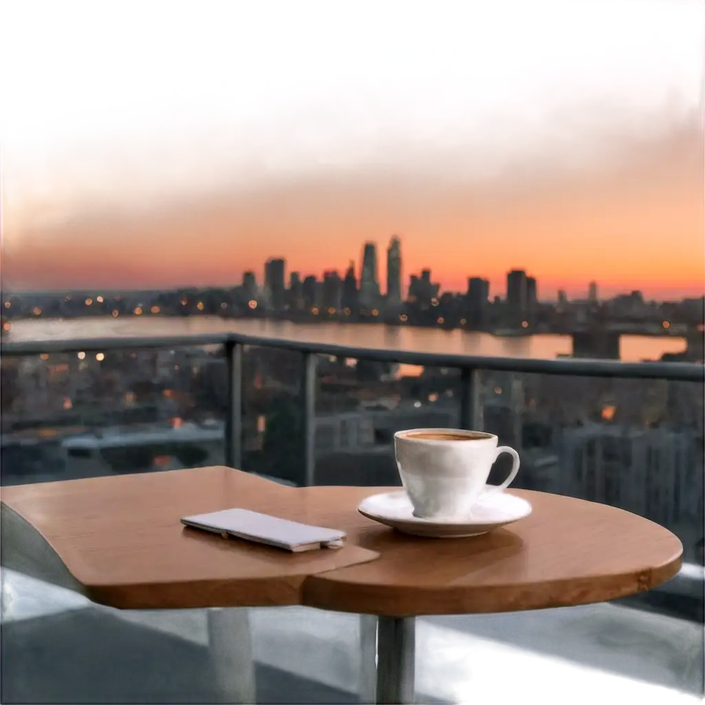 A-Beautiful-Cup-of-Coffee-on-the-20th-Floor-with-a-Stunning-Sunset-HighQuality-PNG-Image