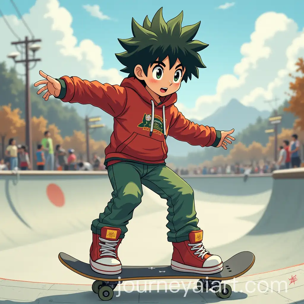 Deku-Skateboarding-in-Urban-Skatepark