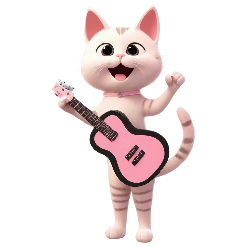 Cute-Cat-Singing-with-Guitar-PNG-Image-on-Stage-Perfect-for-Fun-Digital-Projects