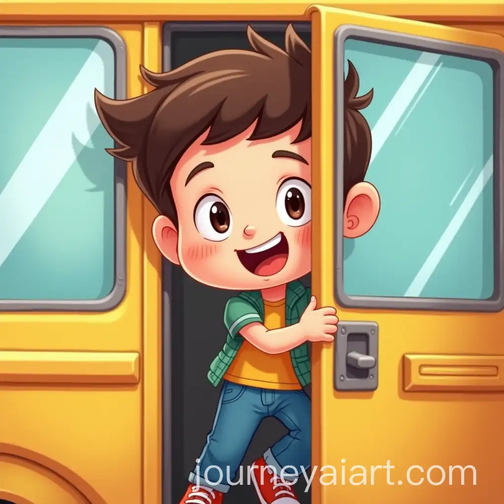 Boy-Hanging-on-a-Bus-Door-in-Cartoon-Style