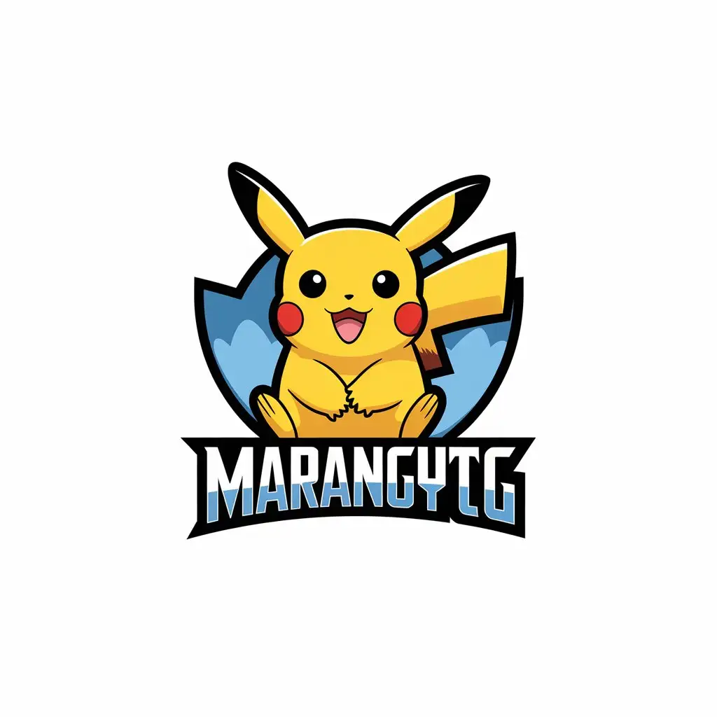 a vector logo design,with the text "MarAngyTCG", main symbol:Pikachu,Moderate,clear background