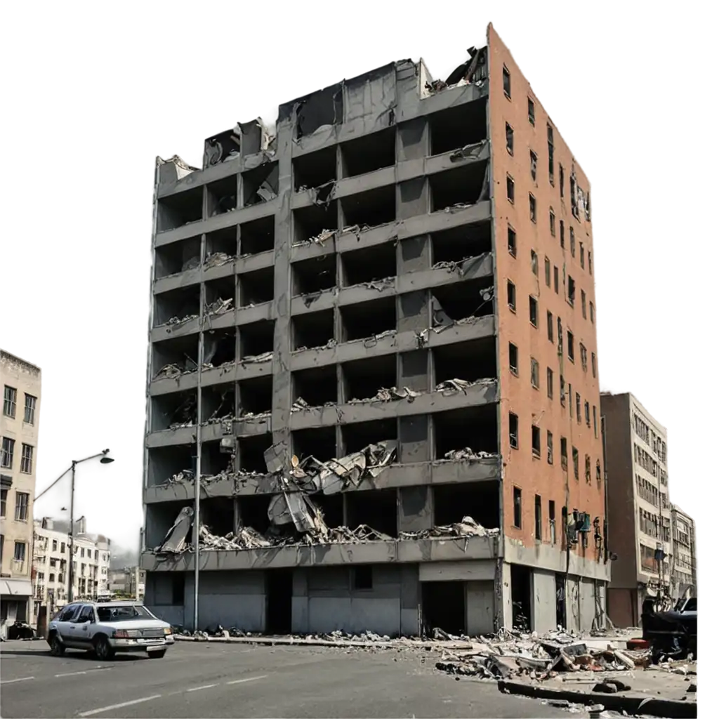 Realistic-PNG-Image-of-a-Destroyed-City-Building-Capturing-the-Essence-of-Urban-Decay