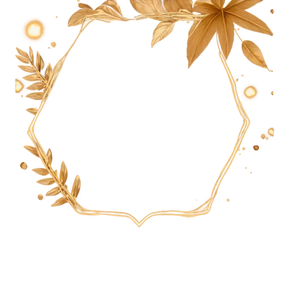 Golden-Floral-Corner-Frame-PNG-for-Wedding-Card-Designs-with-Palm-Leafs-and-Palm-Wine-Calabash