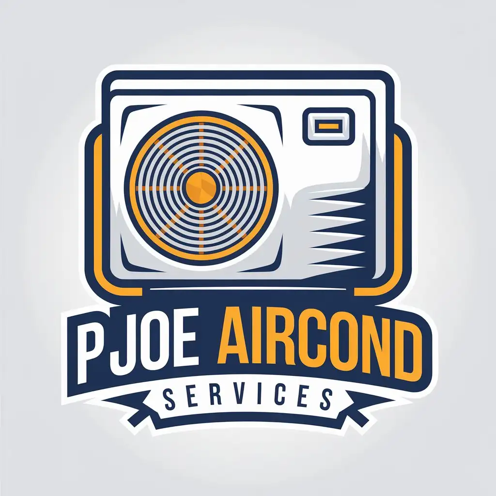 LOGO Design for PJOE AIRCOND SERVICES Vector Symbol Representing Air Conditioning in Construction Industry