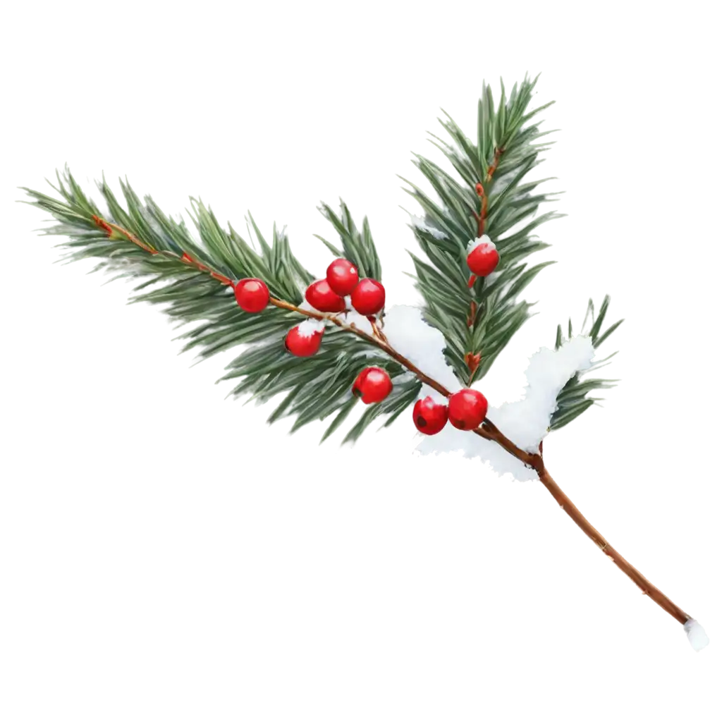 Stunning-Realistic-Snowy-Fir-Branch-PNG-with-Red-Berries