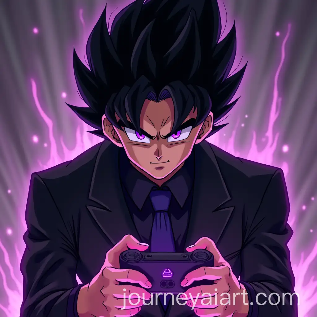 Man-with-Black-Hair-and-Purple-Eyes-Playing-Game-in-Dragonball-Style