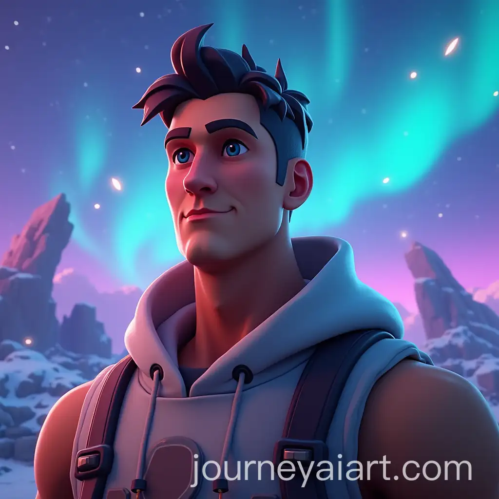 Realistic-Portrait-withAI-Art-Prompt-Expansion-Fortniteinspired-Dynamic-Background-and-Aurora-Effects