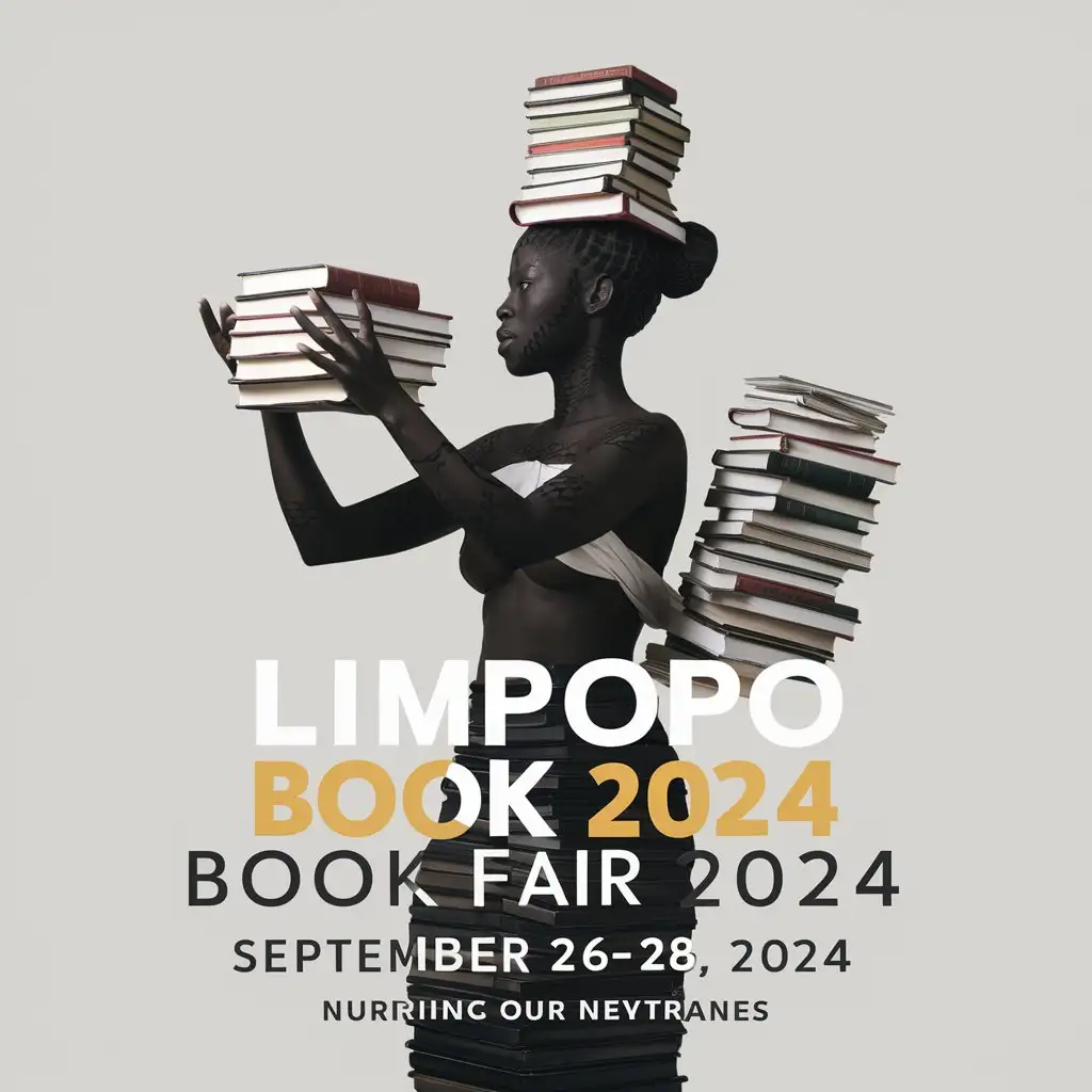 African Woman Silhouette Carrying Stacked Books Limpopo Book Fair 2024