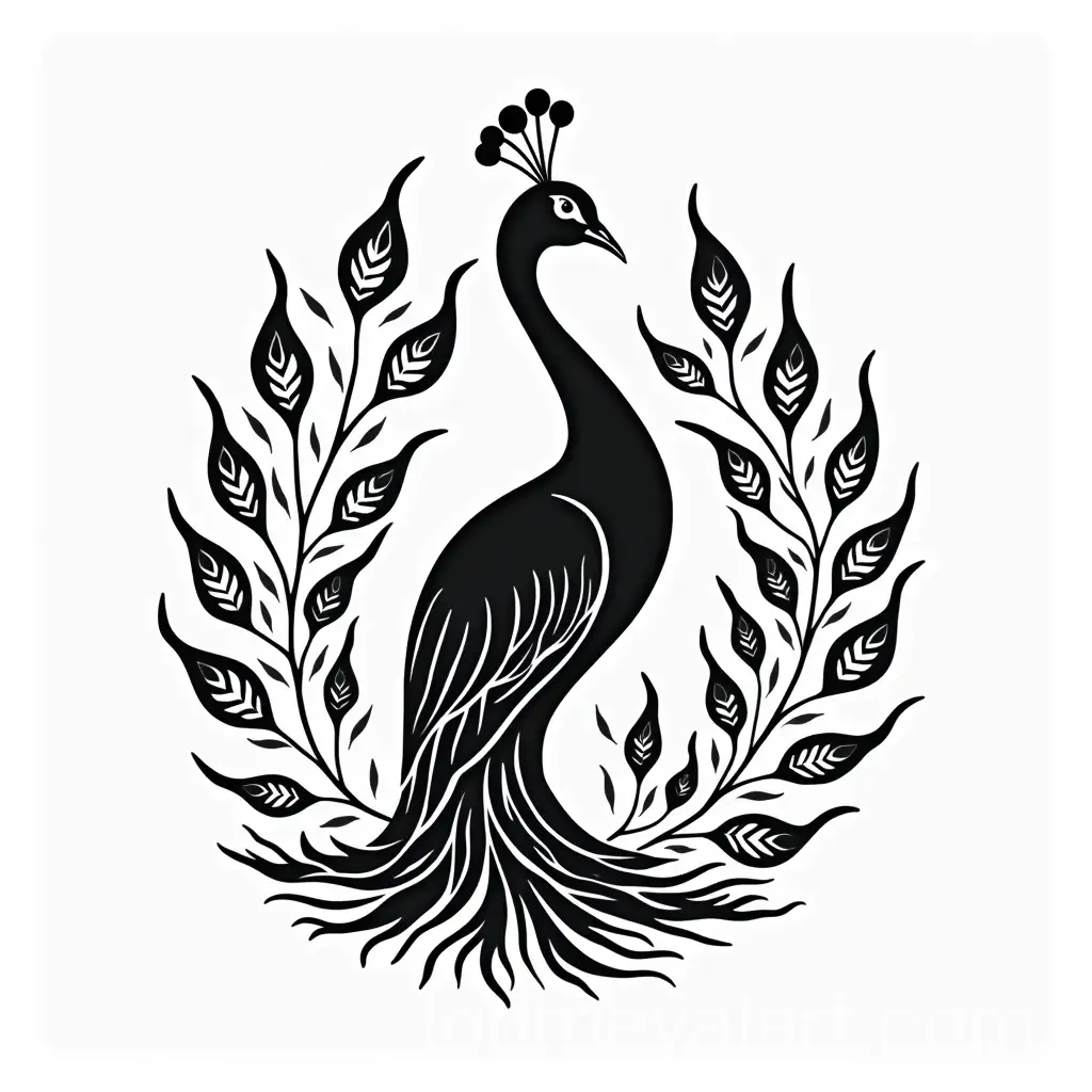 Elegant-FullBody-Vector-Image-of-a-Black-and-White-Peacock