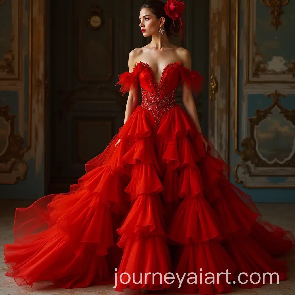 FlamencoInspired-Red-Dress-from-Alexander-McQueens-Fiery-Fall-1998-Collection