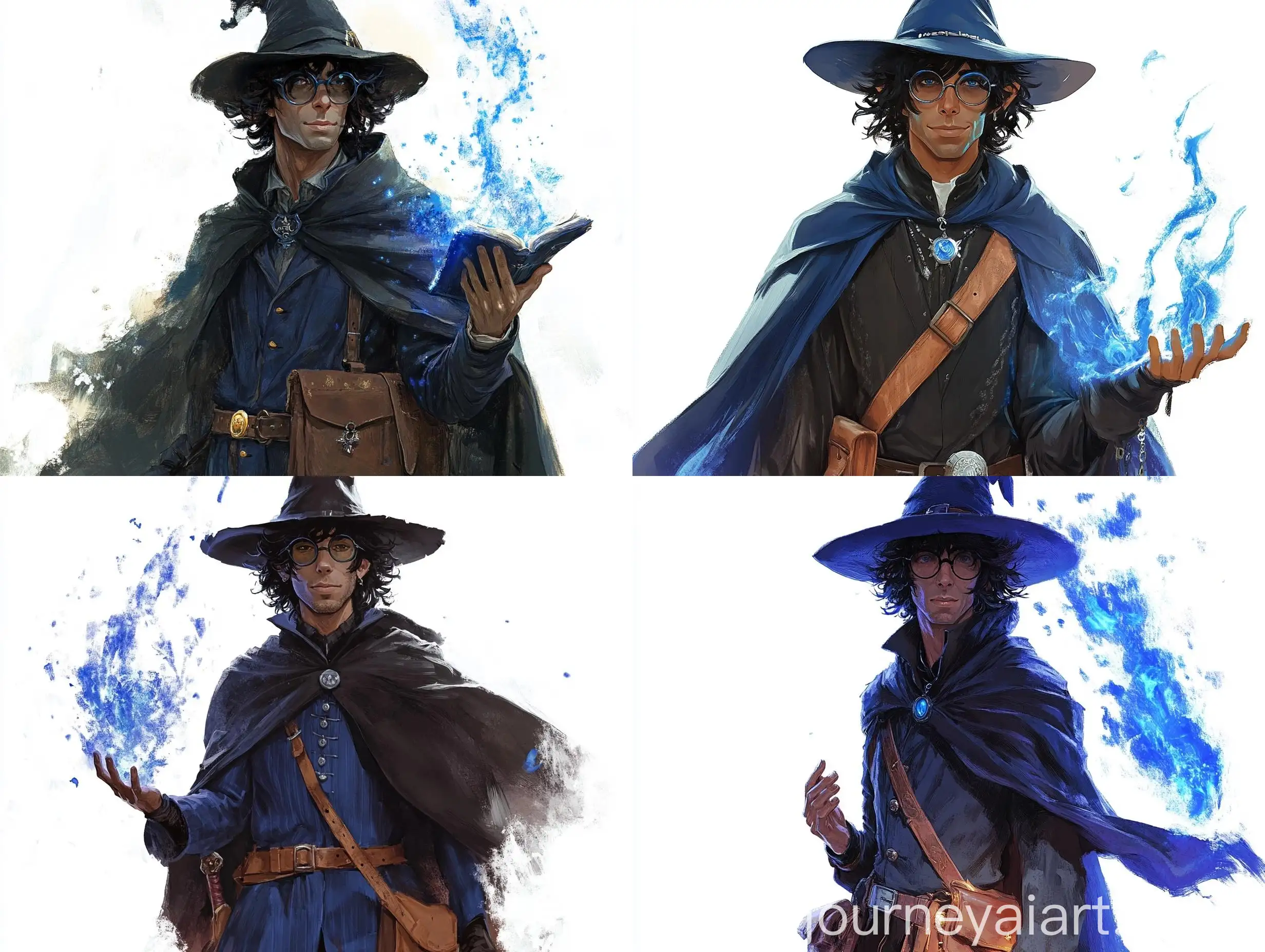 Fantasy-Wizard-Casting-Blue-Flames-Spell-in-Academic-Clothes