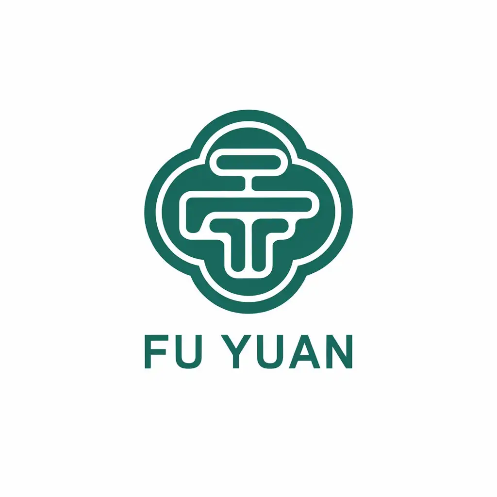 a vector logo design,with the text "Fu Yuan", main symbol:Tian Di, Tai Ji, Letter F,Moderate,be used in medical industry,clear background