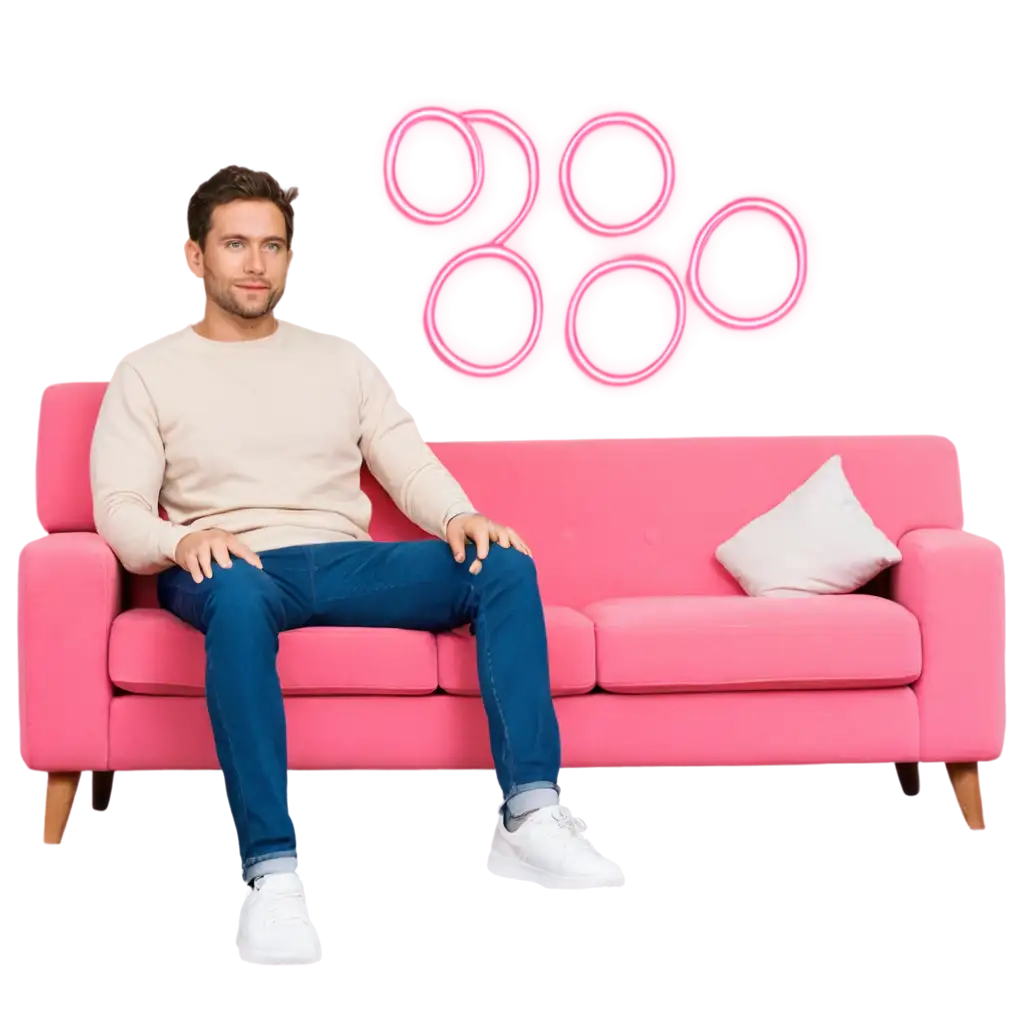 HighQuality-PNG-Image-of-Adult-Man-Watching-2024-Olympics-on-Pink-Sofa