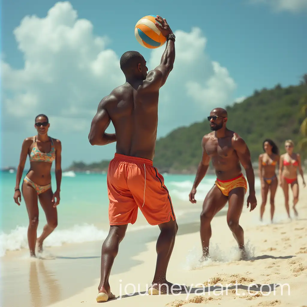 Celebrity-Volleyball-Match-Michael-Jordan-vs-Famous-Popstars-on-Jamaican-Beach