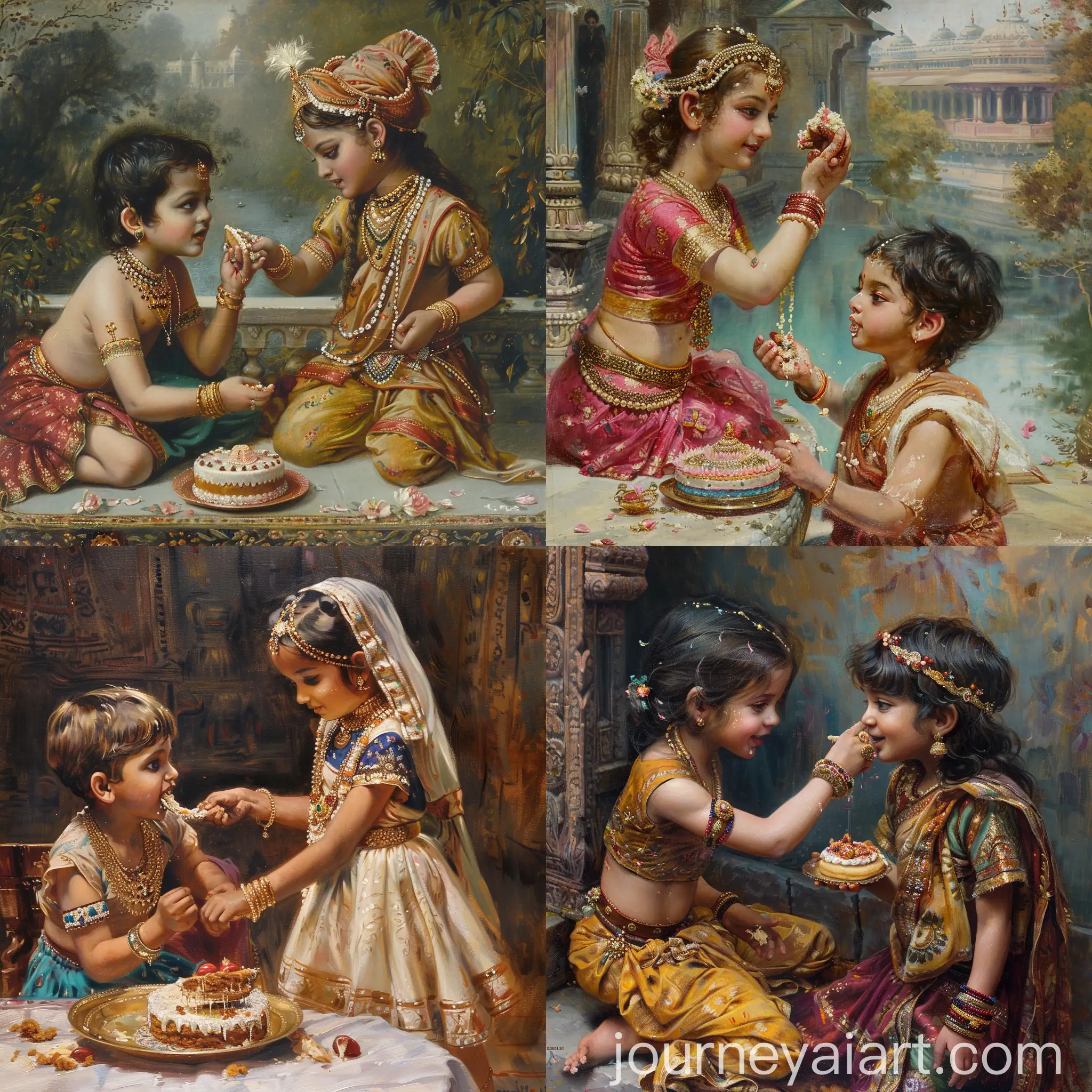 Indian-Girl-Feeding-Cake-to-Needy-Boy-Child