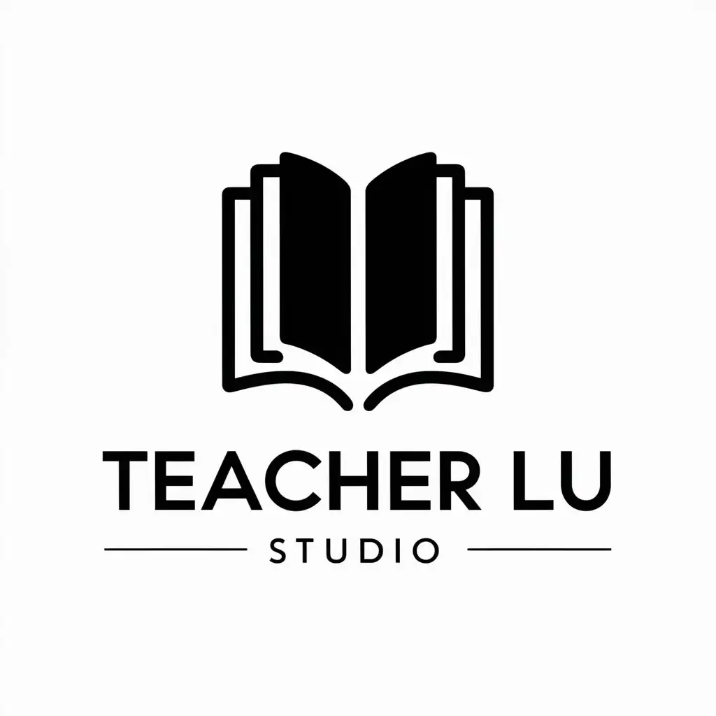 a vector logo design,with the text "Teacher Lu studio", main symbol:book,Moderate,be used in Education industry,clear background