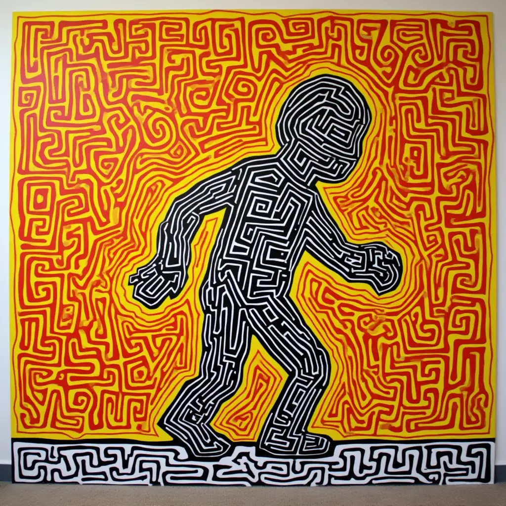 Colorful Abstract Figures Inspired by Keith Haring in Belgium