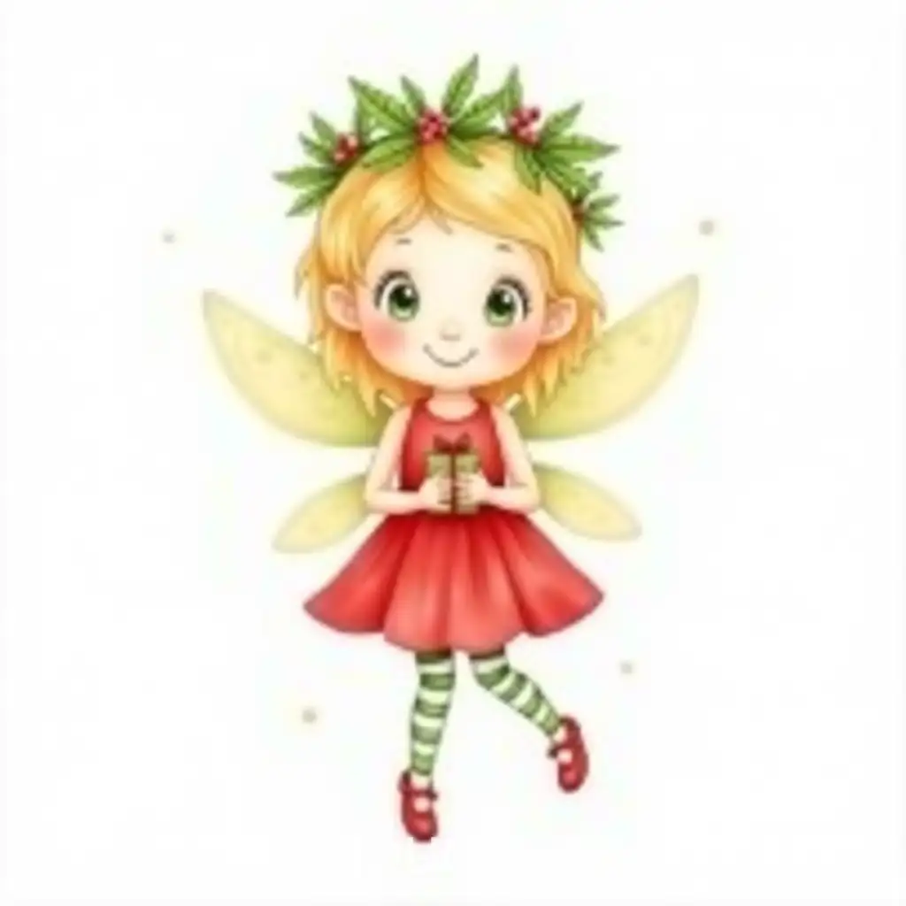 Whimsical-Fairy-Girl-Holding-a-Gift-in-a-Playful-Illustration