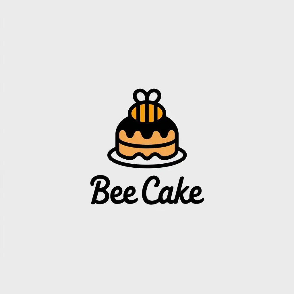 LOGO-Design-for-Bee-Cake-Minimalist-Sweet-Cake-Vector-Art-with-Clear-Background