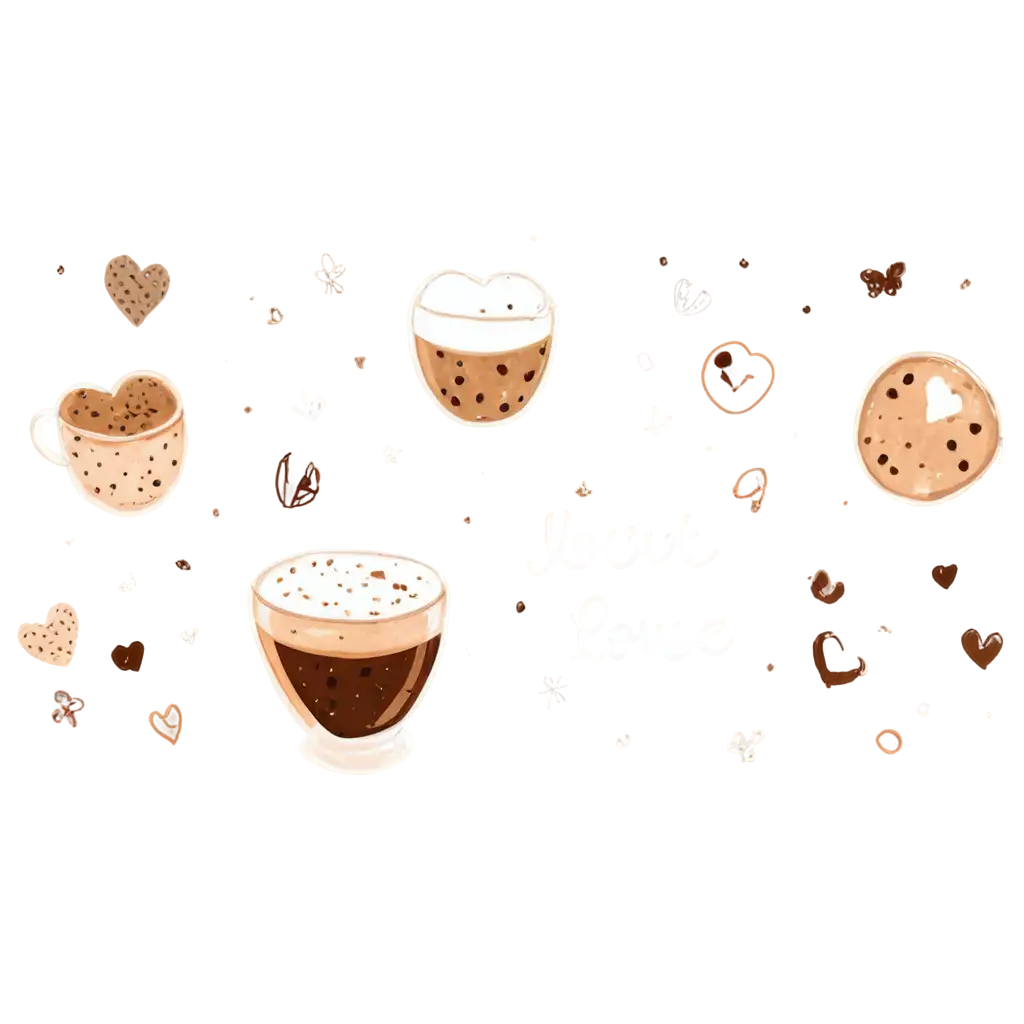 Handdrawn-Painterly-Cute-Objects-PNG-A-Delightful-Glass-of-Coffee-with-Love