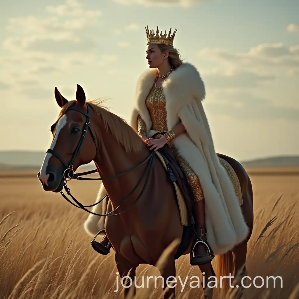 King-Riding-Horse-with-Queen-Watching-from-the-Sidelines