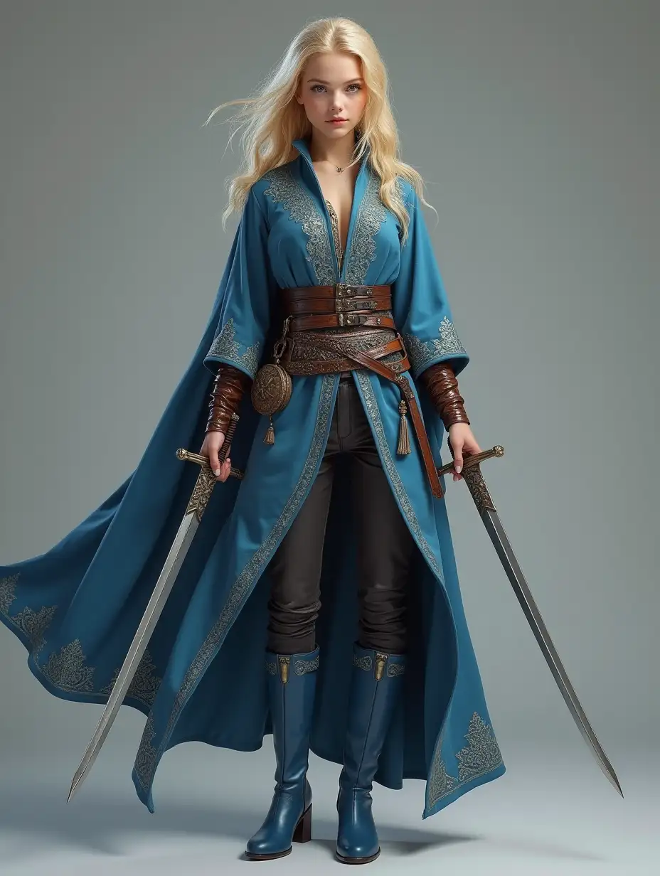 Young-Female-Warrior-in-Blue-Embroidered-Robes-with-Short-Swords