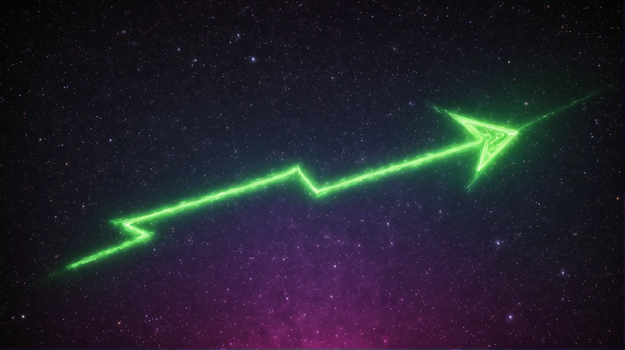 Neon Green Zigzag Arrow in Cosmic Space