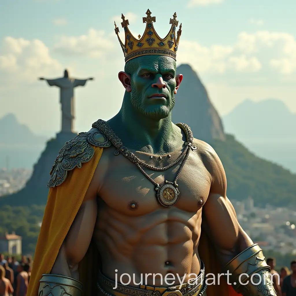 Hyper-Realistic-Giant-King-Humanoid-with-Snake-Head-in-Rio-de-Janeiro