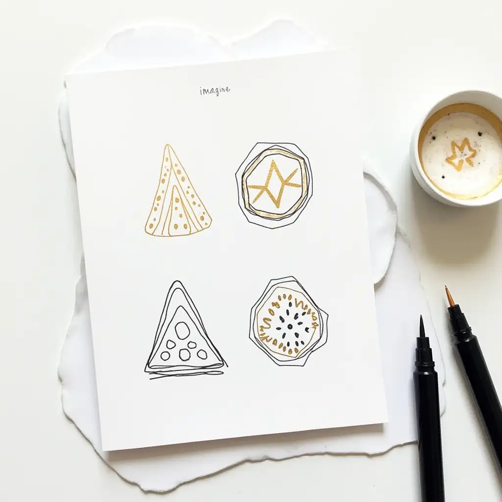 StepbyStep Tutorial for Minimalist Greeting Card Design with Black and Gold Markers