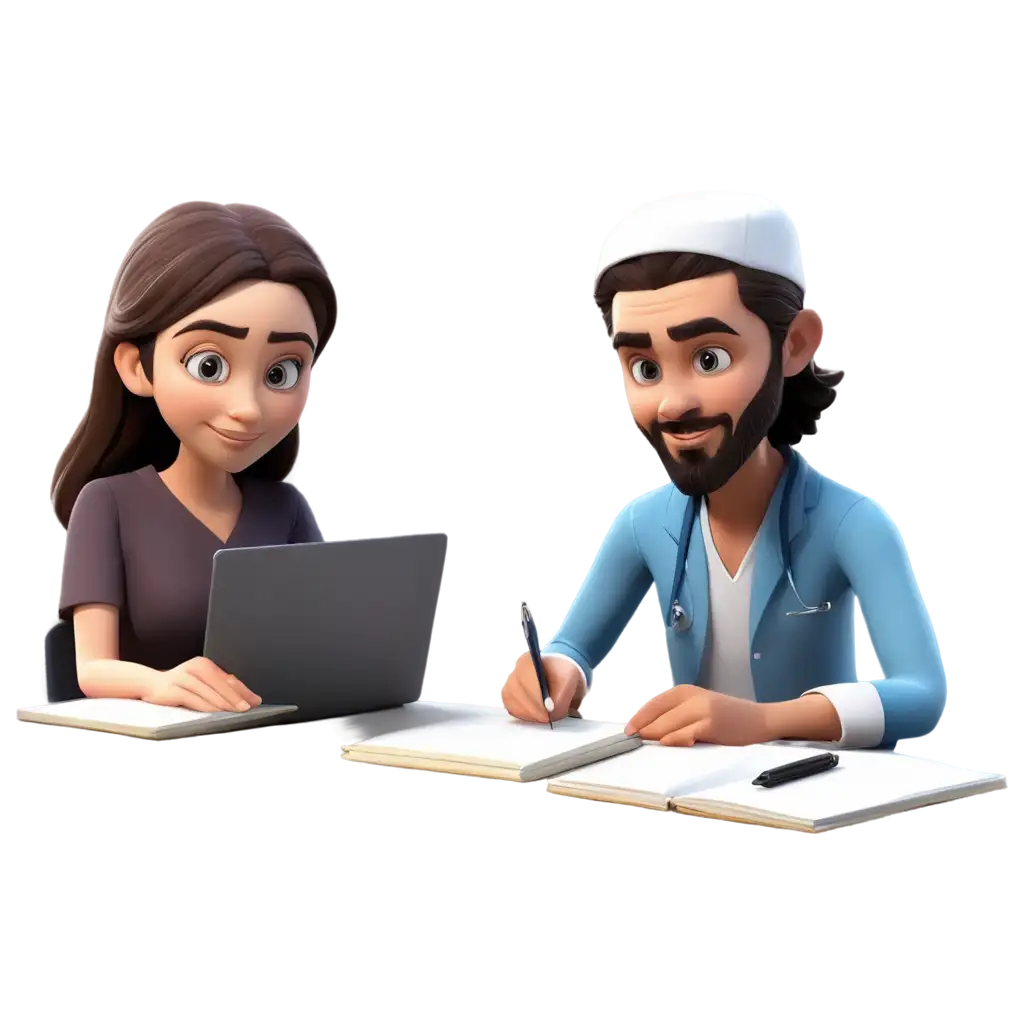 3D-Islamic-Male-and-Female-Doctors-Cartoon-PNG-Professional-Medical-Illustration-for-Diverse-Applications