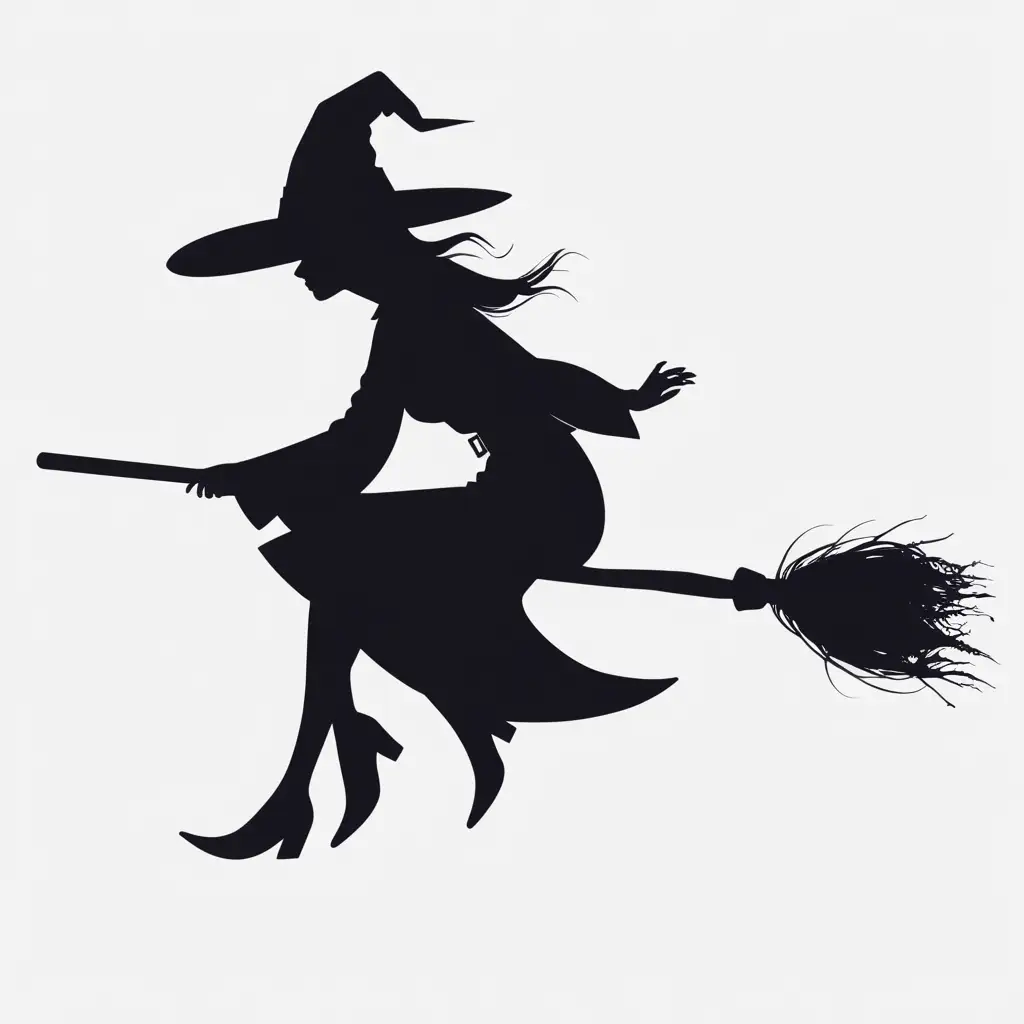 Enchanted Witch Flying on a Broomstick Under a Full Moon