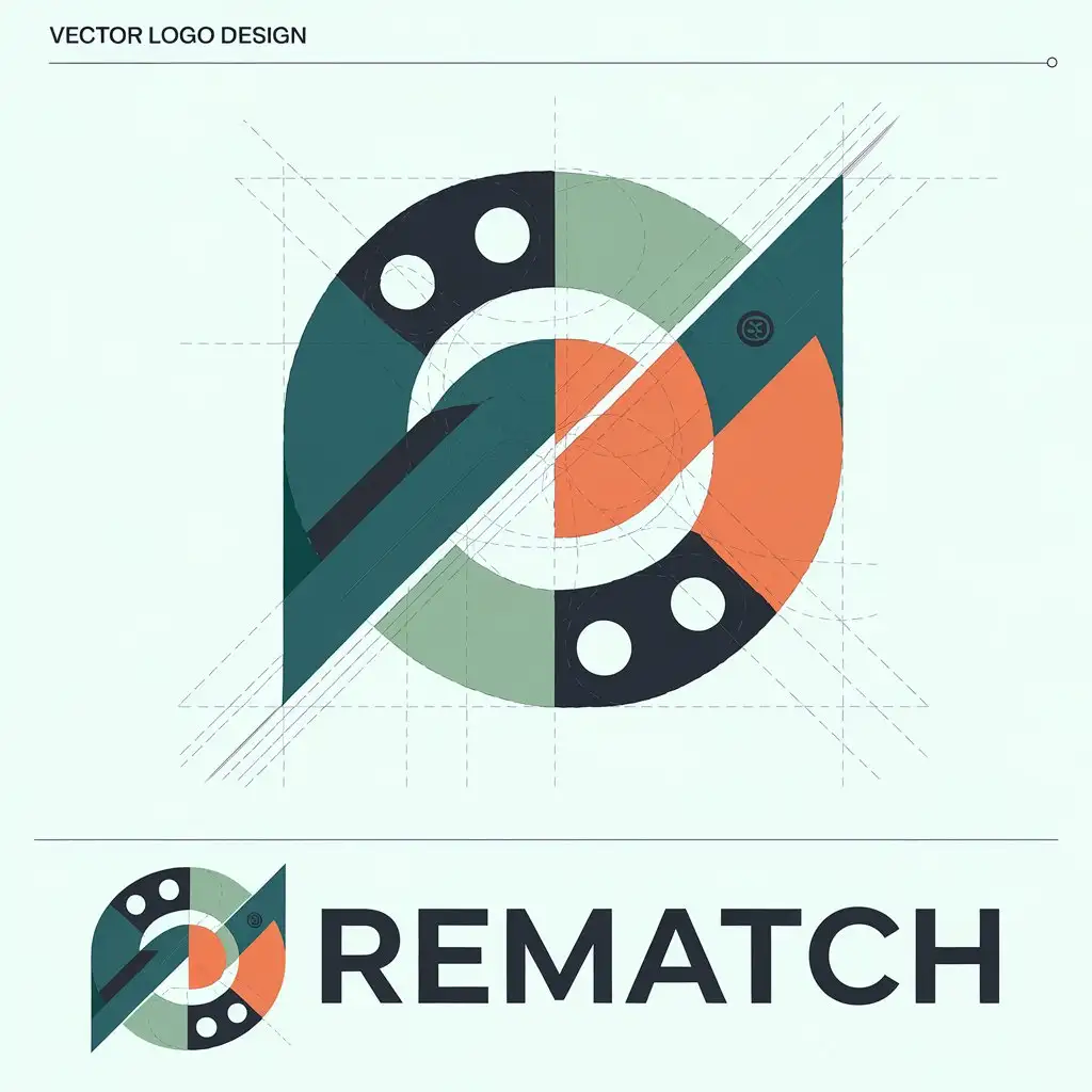 LOGO Design for Rematch Circular Elements Arrows and Rewind Icons in Teal Green and Orange