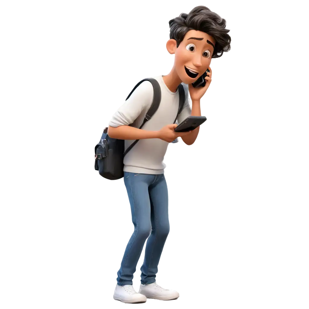 HighQuality-Pixar-Character-with-Cellphone-PNG-Image-Enhance-Your-Content-with-Visual-Appeal