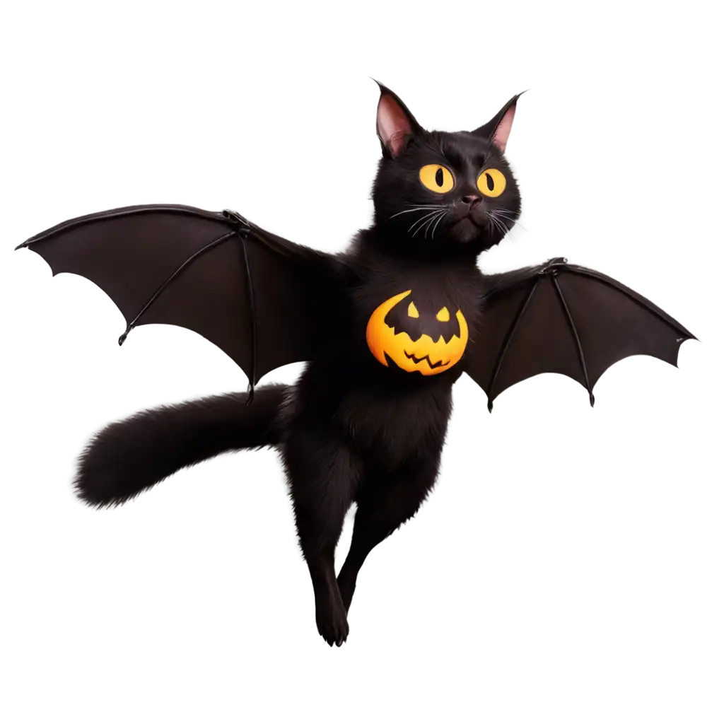 Flying-Bat-Cat-PNG-A-Spooky-Delight-for-Halloween-Imagery