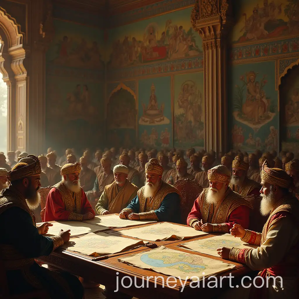 Regal-Darbar-Interior-with-Advisors-and-Ancient-Murals