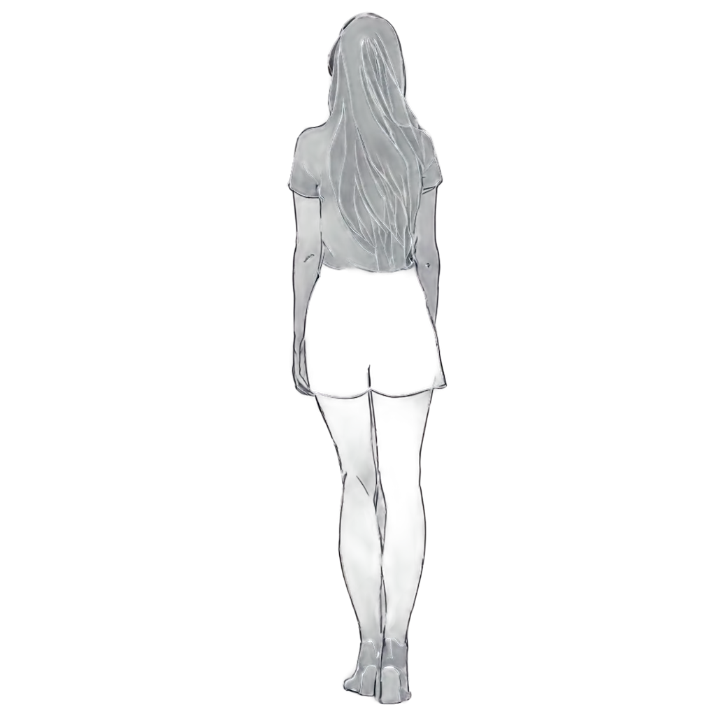 White-Single-Line-Drawing-of-a-Girl-with-Long-Hair-Standing-PNG-Format-Minimalistic-Art-Design