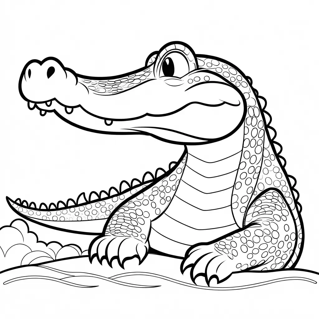 Simple-Black-and-White-Alligator-Coloring-Page