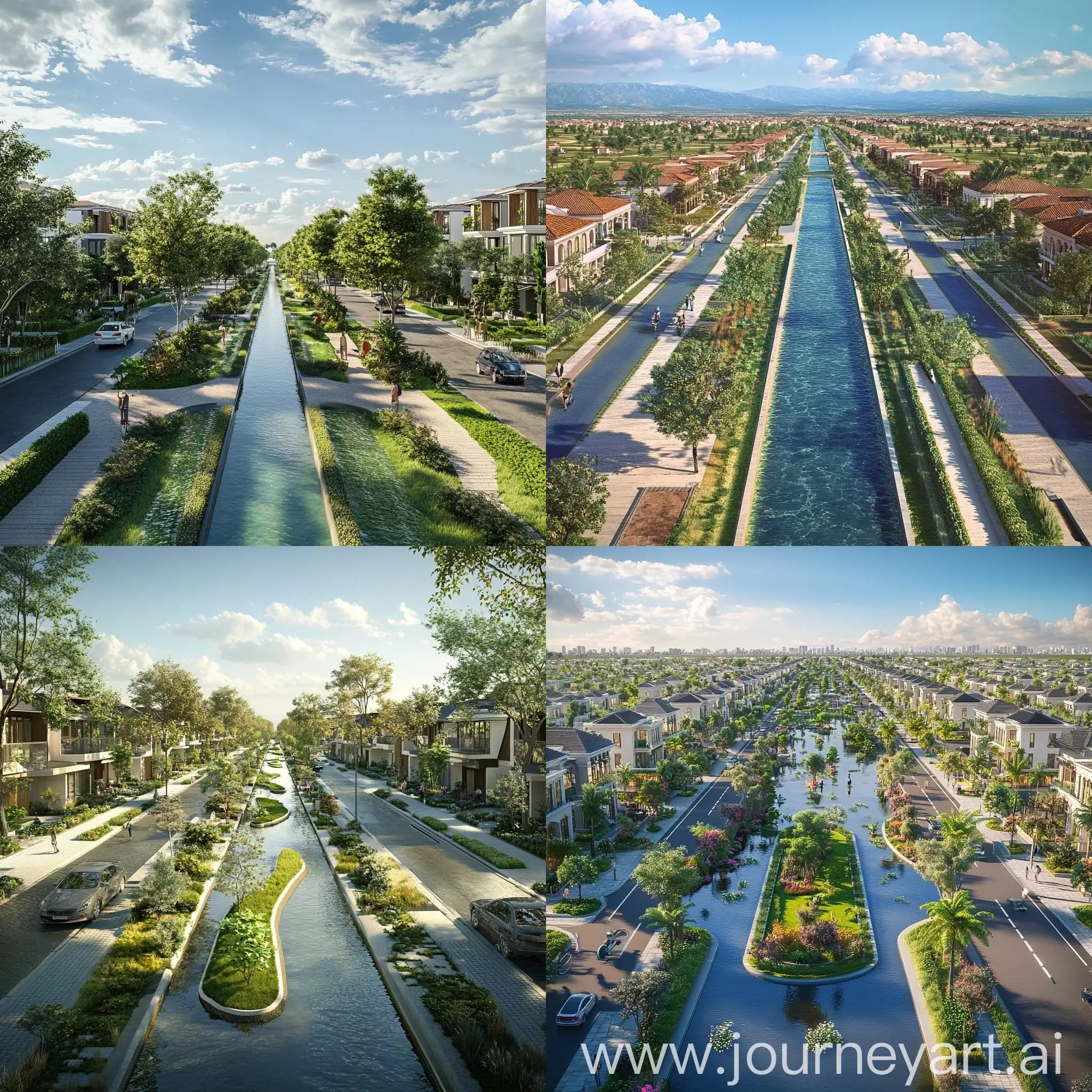 EcoFriendly-Main-Avenue-with-Central-Water-Channel-and-Lush-Greenery