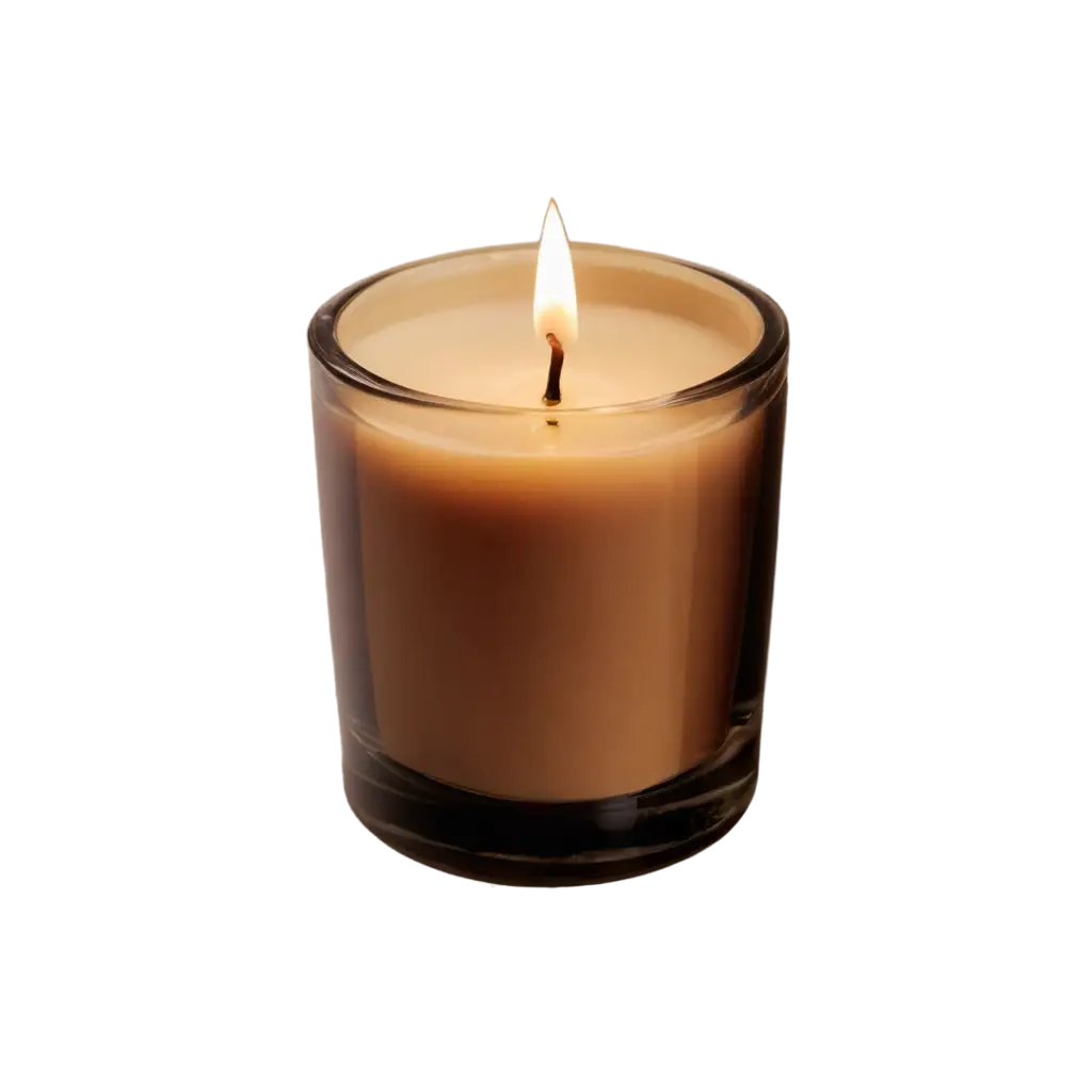 PNG-Candle-in-Brown-Glass-Holder-HighQuality-Image-for-Ambient-Lighting-Concepts