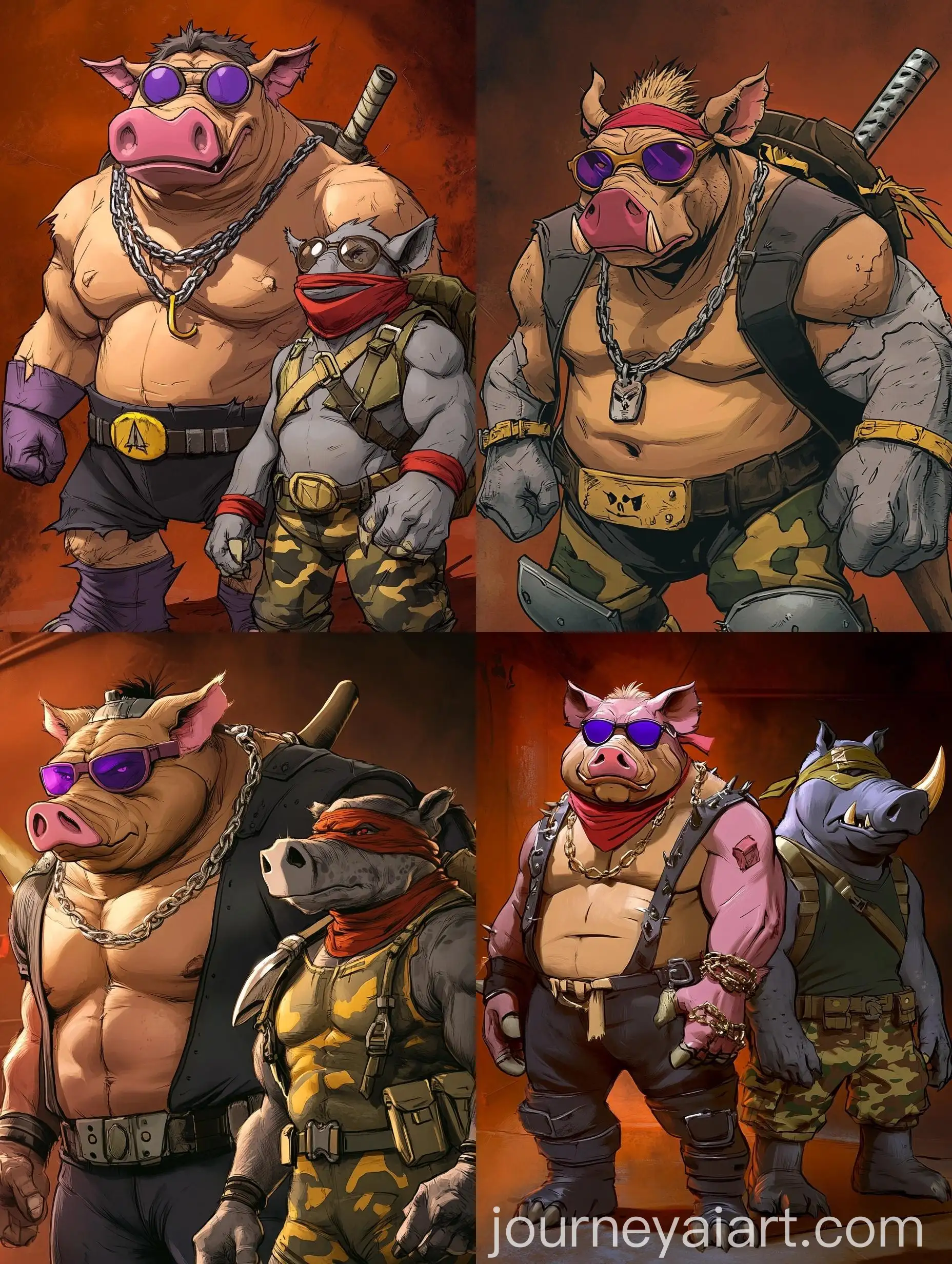 Mutant-Boar-and-Rhinoceros-in-Teenage-Mutant-Ninja-Turtles-Style