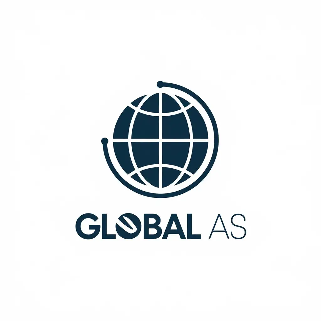 LOGO Design for Global AS Globe Symbol with Technology Industry Focus and Clear Background