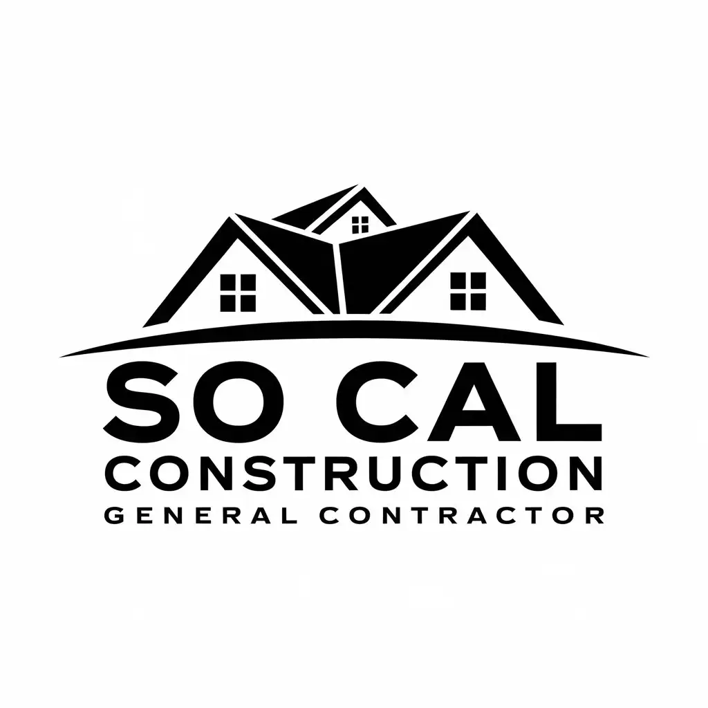 LOGO Design for So Cal Construction General Contractor Vector Logo with House Roof Elevation on Clear Background