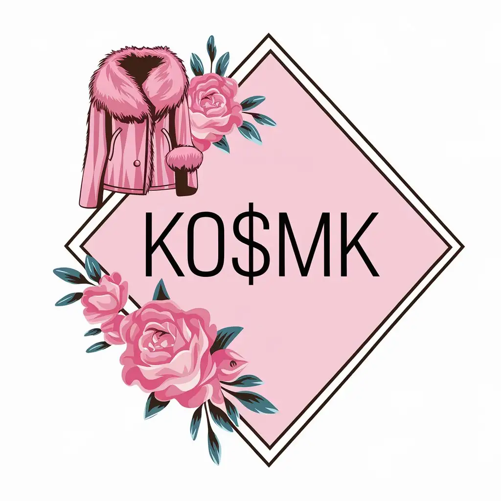 LOGO Design for KomiK Geometric Womens Fur Coat with Pink Floral Motif