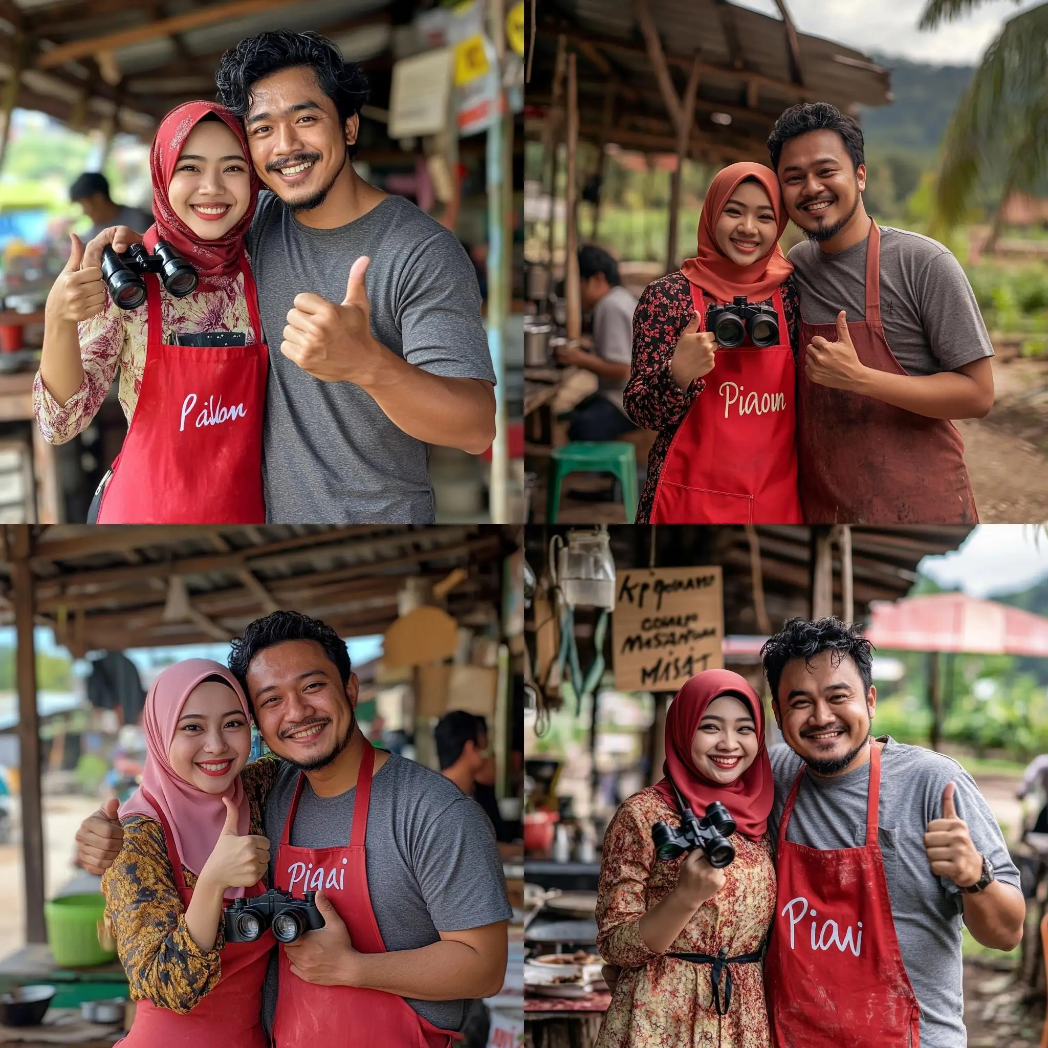 Malay-Young-Lady-in-Hijab-and-Apron-Enjoying-Coffee-with-Elder-at-Rustic-Stall