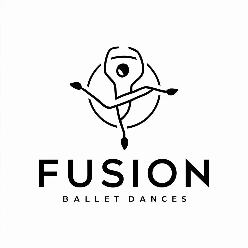 a vector logo design,with the text "fusion", main symbol:ballet,complex,be used in dances industry,clear background