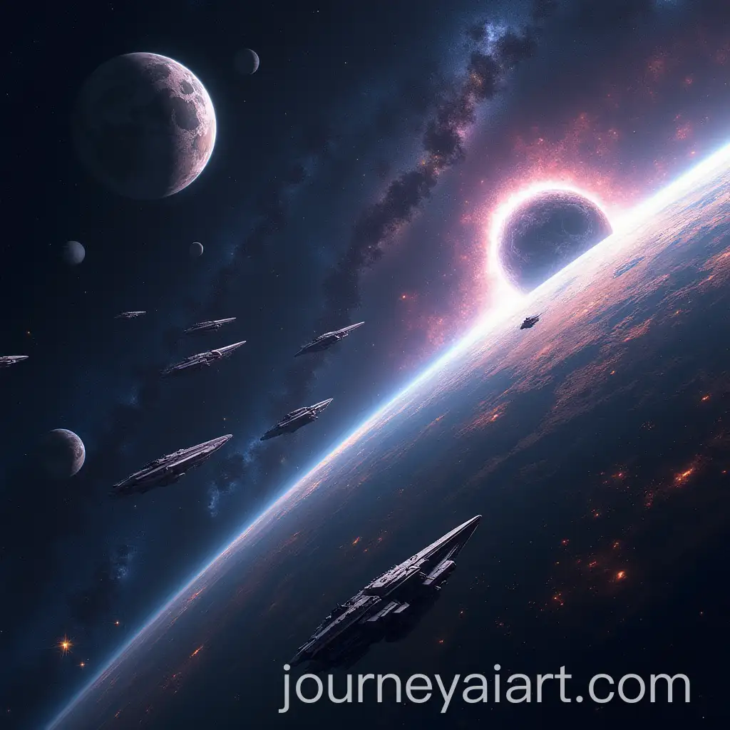 Wakandan-Starship-Fleet-Entering-Earths-Lagrange-Points-through-a-Warp-Gate-in-Ghibli-Style