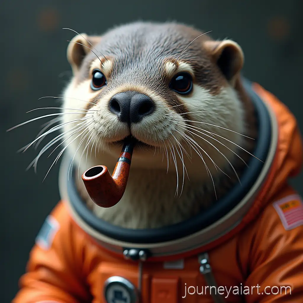 Otter-Astronaut-with-Gray-Beard-and-Pipe-in-Space-Suit