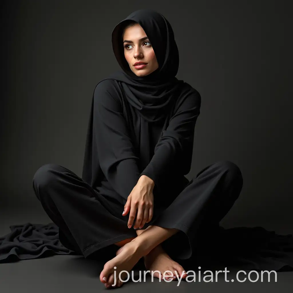 Persian-Woman-in-Burqa-Showing-Pretty-Feet