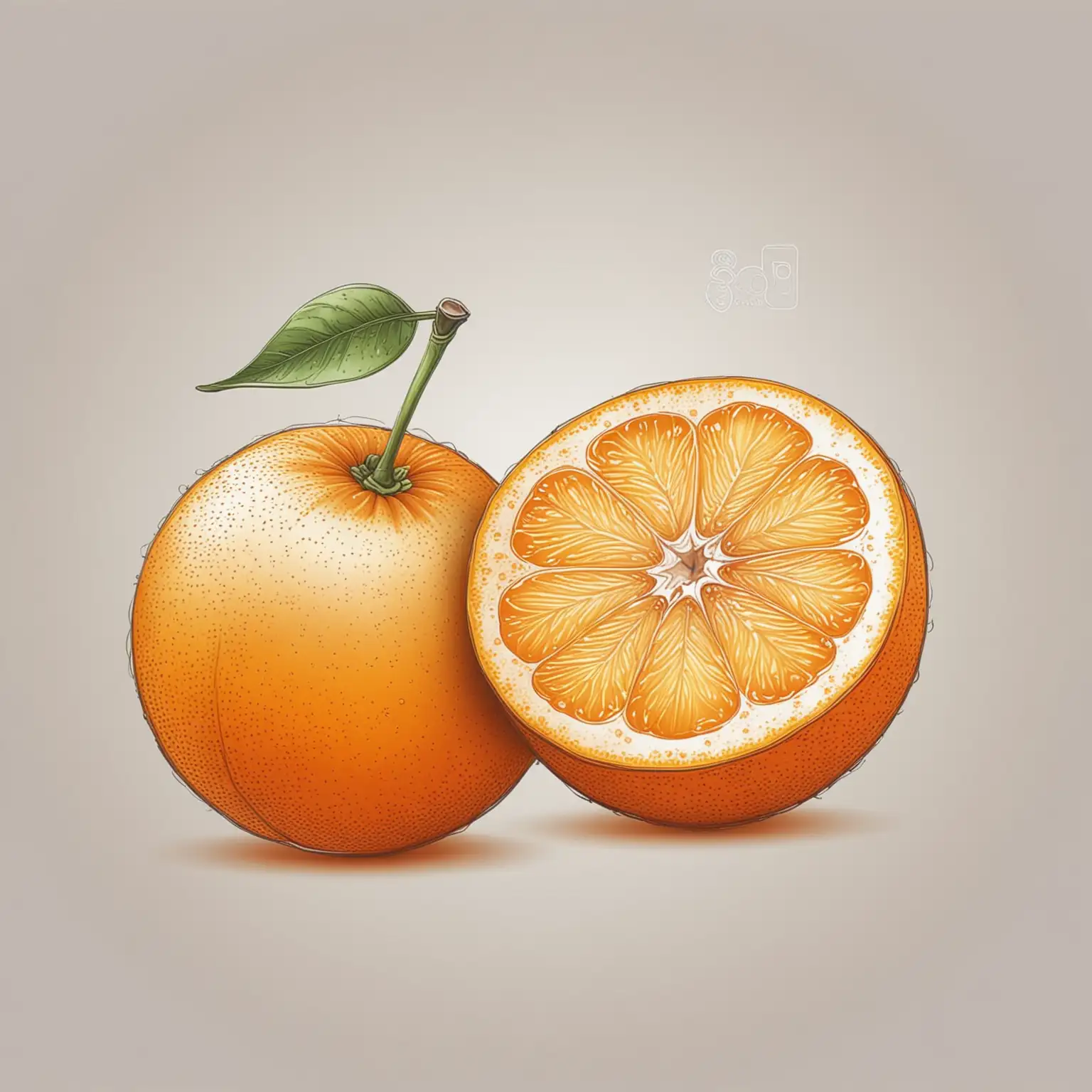 Realistic-Vector-Illustration-of-an-Orange-Fruit-with-Bold-Outline